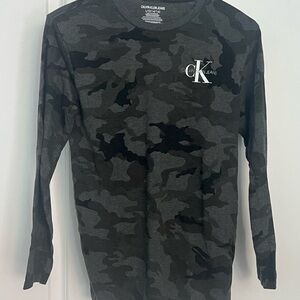 Calvin Klein Black and Gray Camouflage Shirt